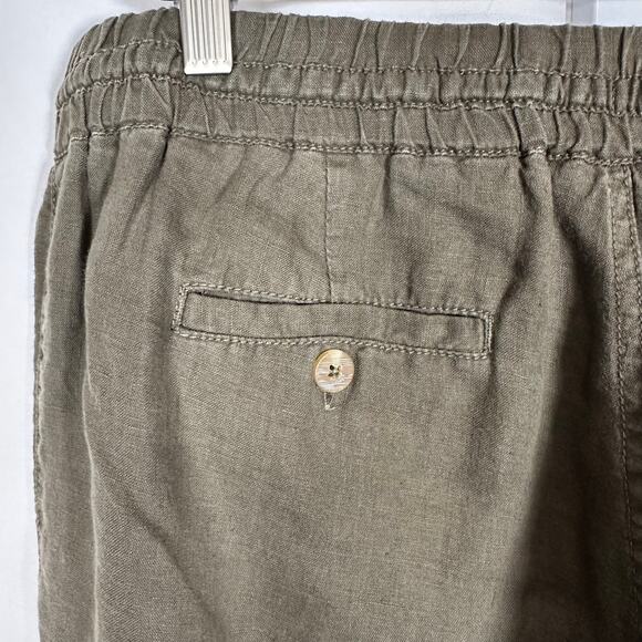 Kut From The Kloth 100% Linen Drawstring‎ Wide Leg Pants Green Sz 12 Essential - Picture 5 of 9